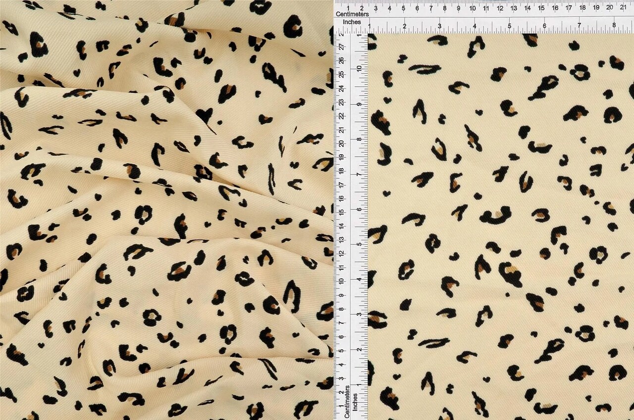 1 Yard Twill Animal Leopard Print Fabric, 58/59″ Wide Polyester Spandex Blend